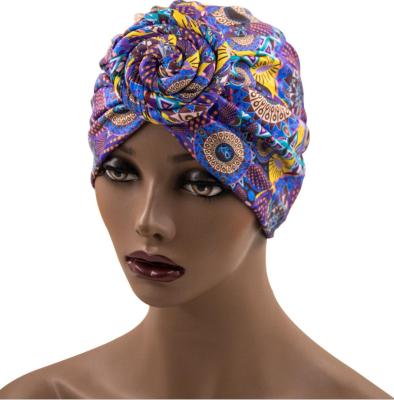 China Multifunctional Fashionable Wholesale Multi Color Night Cap Head WrapTurban Floral Hijab Hat for sale