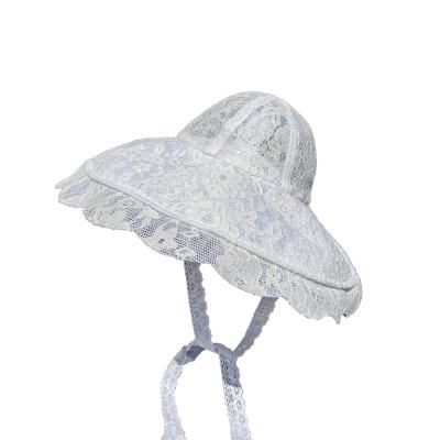 China Picture High Quality Wide Brim Hats For Women Breathable Lace Bucket Hats for sale