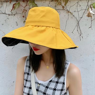 China Wholesale Adjustable Foldable Vinyl Foldable Adjustable Solid UV Protection Fashion Character Fashion Wide Brim Bucket Hats for sale