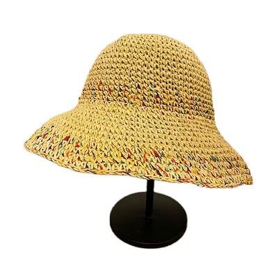 China Colorful Holiday Foldable Straw Hats For Women Soft Character Gorras Summer Beach for sale