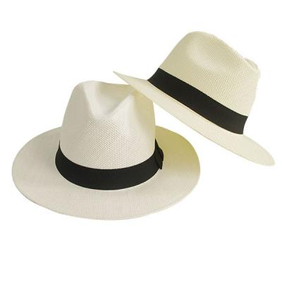 China Plain Paper Straw Panama Hat Beach Cheap Custom Wholesale Comfy Summer for sale