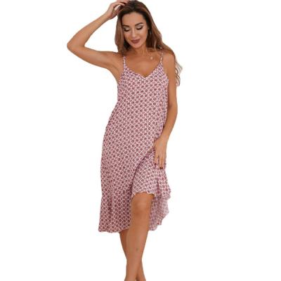 China QUICK DRY home pajamas service retro polka dot ladies suspender summer European and American dot skirt net red pink women nightgown for sale