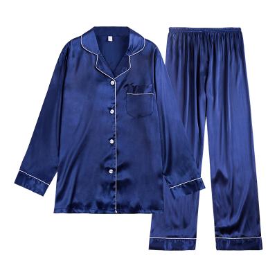 China QUICK DRY ice silk pajamas spring and color pure silk long-sleeved pants summer ladies elegant college style pajamas for sale