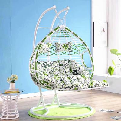 China Super Comfortable 2 Person Rattan Swing Chair Balcony Patio Hanging Egg Swing with Comfortable Cushion High Quality Garden Furniture for sale