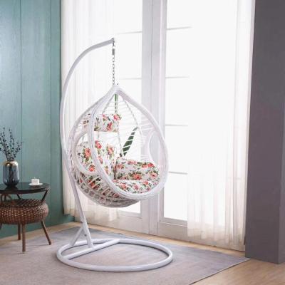 China Super Comfortable Outdoor Hanging Rattan Swing Chair Patio Wicker Basket Chair Balcony Egg Swing With Cushion High Quality Garden Furniture for sale