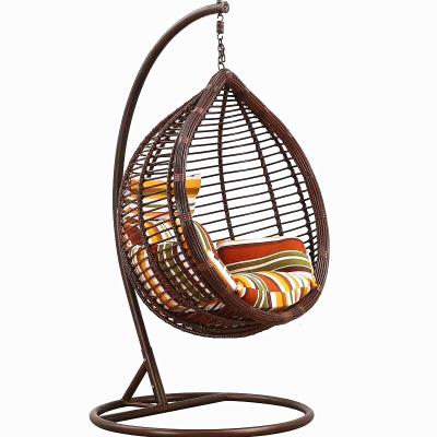 China Super Comfortable Hanging Egg Chair With Comfortable Rattan Chair Indoor Balcony Leisure Swing Cushion Swing Chair With Stand And Pillow for sale