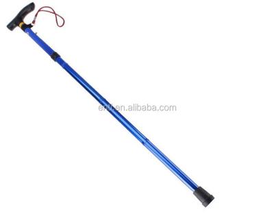 China 6061/7075 Outdoor Adjustable Easy Folding Lightweight Aluminum Trekking Increasing Walking Stick Cane Handle Blue for sale