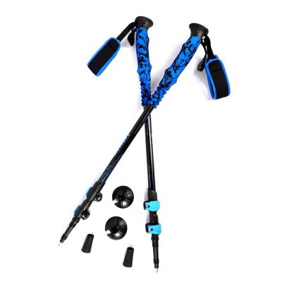 China 6061/7075 Outdoor Adjustable Aluminum Lightweight Quick Rise Pole Walking Stick Lock Trekking Pole for sale