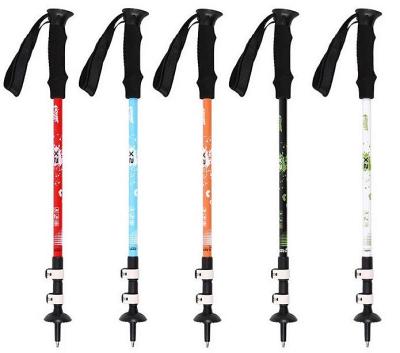 China Lightweight 3 Sections Flip Lock Mountain Hiking Pole With Shockproof Aluminum 6061/7075 Trekking Pole for sale