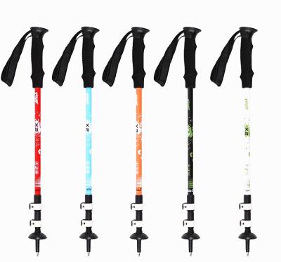 China Light Weight 3 Sections Flip Lock Trekking Pole Outdoor Canes Shockproof Aluminum Alloy Hiking Stick for sale