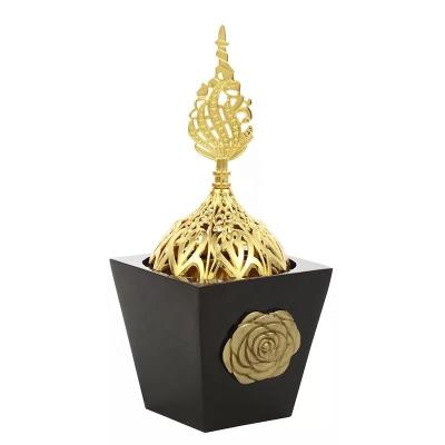 China Gold Plated Charcoal Resin Censer Eid Ramadan Mubkhara Incense Burner Holders Arabic Censer For Home Decor for sale