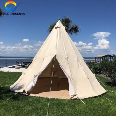 China Outdoor High Quality Luxury Water Proof Glamping Cotton Canvas Teepee Tent Customized Yurt Mongolia Family Camping Waterproof Canvas Tent for sale