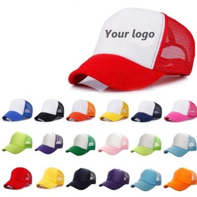 China breathable & Hot Selling Mesh Gorras Cheap 5 Panel White Custom Rope Multicolor Polyester Waterproof Wholesale Colorful Foam Baseball Trucker Hat for sale