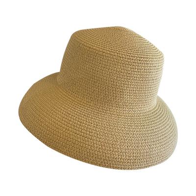 China Striped Women Sunscreen And Sunscreen Hepburn Straw Hat Summer Beach Wild Japanese Brim Woven Fisherman Hat Large for sale