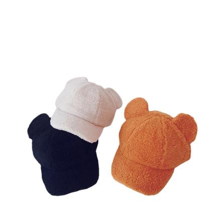 China JOINT Winter Bear Lamb Bear Ears Baseball Cap Children's Cute All-match Warm Pure Color Hat for sale