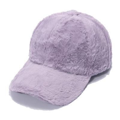 China COMMON Warm Rabbit Fur Baseball Cap Winter Solid Color Outdoor Thick Baseball Cap for sale