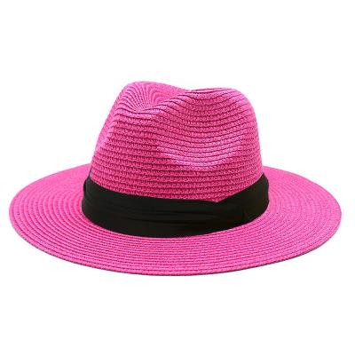 China Fashion\Comfortable\Durable Wide Border Straw Hat Beach 20 Color Sun Hat Panama Roll Brim Felted Hat for sale