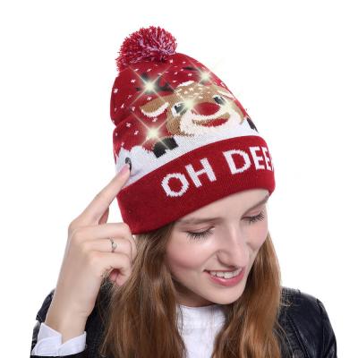 China COMMON Led Christmas Knitted Hat Light Up Christmas Winter Snow Beanie Hats Beanie Cap Novelty Unisex Led With 6 Colorful Led for sale