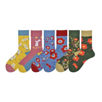 China QUICK-DRY wild pile socks cartoon pattern cotton ab men and women socks pure personality tube version for sale