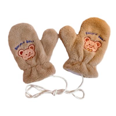 China Full Finger Winter Gloves Teddy Bear Cartoon Plus Velvet Cute Bear Mittens Casual Warm Windproof Thick Soft Plush for sale