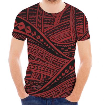 China Apparel Manufacturers Custom Anti Shrink T Shirts For Men Stylish Polynesian Tribal Prints Mens Crewneck Shortsleeve Gym Wear T-shirt for sale