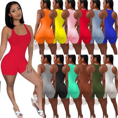 China Viable New Fashion Women's Solid Color Ribbed Tight Casual Overalls Women's Casual Overalls for sale