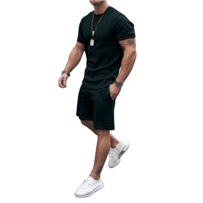 China Hot Selling Men's Casual Sports Suit Round Collar Youth Round Collar Trend 2021 Summer Breathable Two-piece Shorts Shorts Sets Wholesale for sale