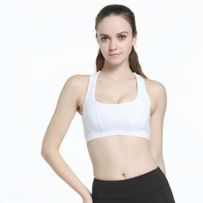 China Antibacterial women fitness capri yoga mesh sports bra white yoga bra for sale