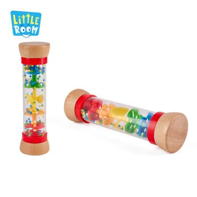 China Early Childhood Educational Popular Wooden Baby Hape Music Bead Raindrops Sensory Musical Instrument Tones Rainmaker Toy for sale