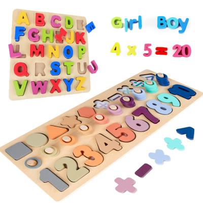 China Eductional Toys Multifunctional Digital Wooden Shape Block Educational Montessori Child Count Numbers Matching Math Board Toys For Children for sale