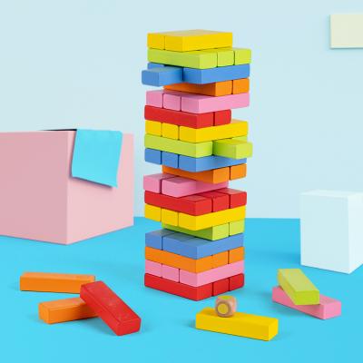 China Pine Wood Domino Montessori Game Toys Wooden Stacking Develop Intelligence Games Toys For Kids Baby Toddler Tower for sale