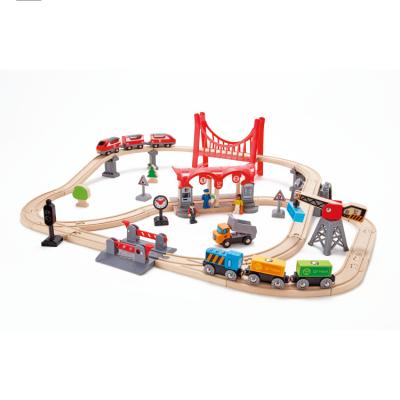 China Colorful Chinese Suppliers Busy City Rail Set Plastics Beech Wood Toy Train Track Toys for sale