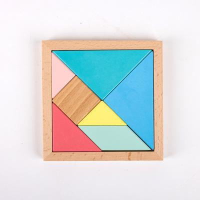 China DIY TOY Children Early Educational Games 7pcs Colorful Tangram Toys Small Eco-friendly Wooden Puzzle Book Toys for sale