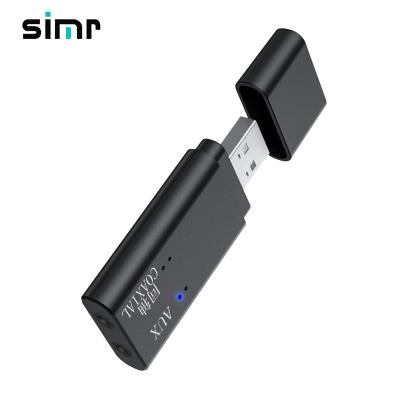 China USB to AUX wireless 3.5MM transmitter. USB AUX / 3.5MM Bluetooth adapter desktop simr tooth coax BT audio transmitter coax blue transmitter for sale