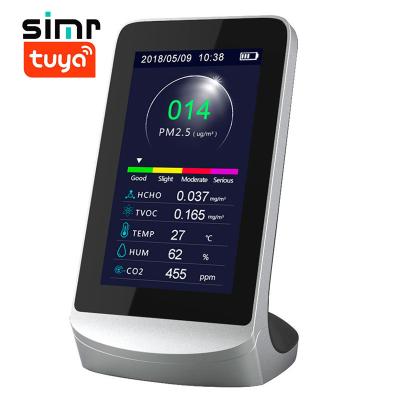 China Smart TVOC/CO2/PM2.5/Temperature/Humidity 5 simr TUYA WIFI Air Quality Monitor Laser PM2.5 Detector Gas Monitor CO2 Meter Gas Analyzer for sale