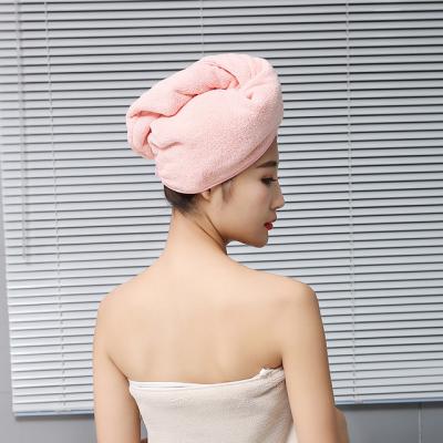 China Sustainable High Quality Strong Water Absorbing Microfiber Turban Solid Color Dry Hair Thickened Hat for sale