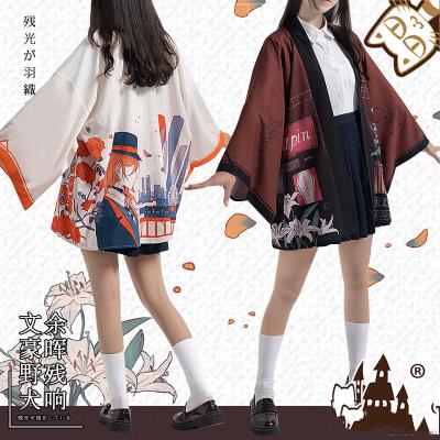 China Stray Dogs Dazai Osamu Cosplay Costume Japanese Harajuku Style Kimono Haori Cardigan Anime Bungo Yukata Tee Men Women Polyester Tops Shirt for sale