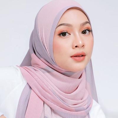 China New Soft Feeling Fashion Design Malaysia Ripple Pleated Hijab Shawls Mini Pleated Chiffon Hijab Muslim Shawl for sale