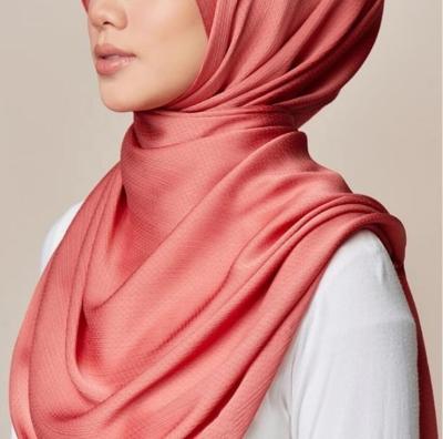 China 2022 Malaysia Premium Soft Feeling Crepe Pleated Bubble Satin Scarf Shawl Muslim Hijab Wholesale Women Hijab for sale