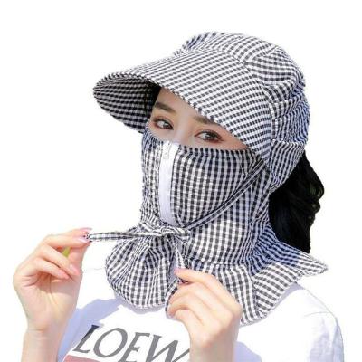 China Outdoor Checked Summer Face Cover Fishing Covers Neck Cover Anti UV Sun Protection Hats For Women for sale