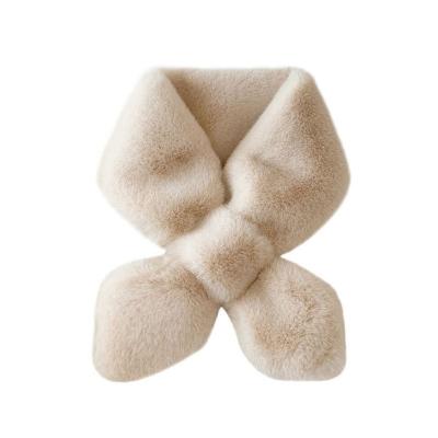 China Newest Order Scarf Plush Scarf Shawls Neck Blanket Lightweight Padded Faux Rabbit Fur White Scarf for sale