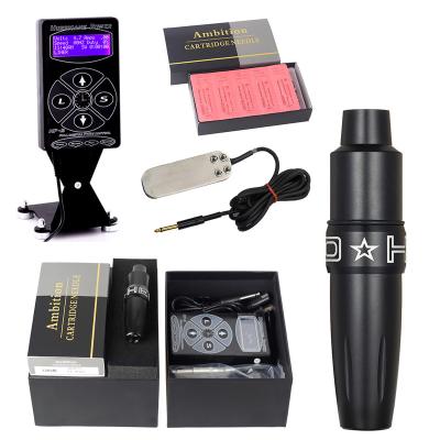 China New Tattoo Kit Motor Pen Machine Gun Power Supply Tattoo Pen Needles for sale