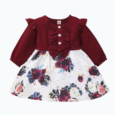 China Anti-wrinkle summer fashion cotton long sleeve clothing newborn baby girl dress for sale