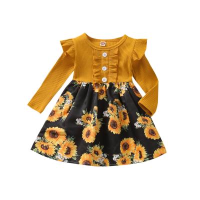 China Anti-wrinkle wholesale price flower design baby clothes dresses newborn baby girl long sleeve dress for sale