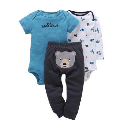 China Cotton Anti-Shrinkage 3 Piece Sets Baby Romper Baby Grils Clothing Sets for sale