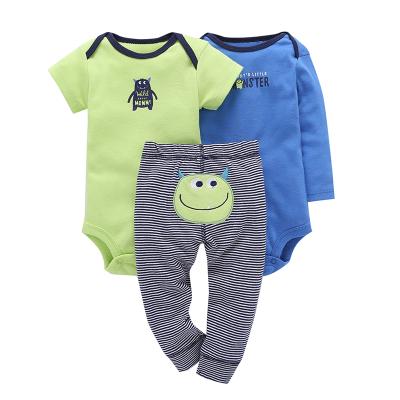 China Anti-Shrink Cotton 3 Piece Sets Baby Romper Babies Boy Clothing Sets Infant for sale