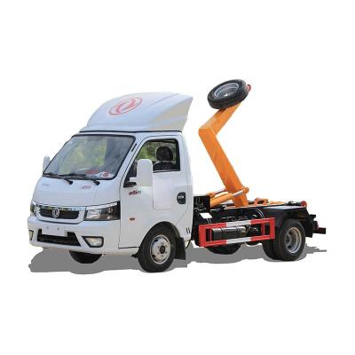 China Hotels Dongfeng Mini 3 Cubic Hook Arm Garbage Truck With Cheap Price For Sale for sale