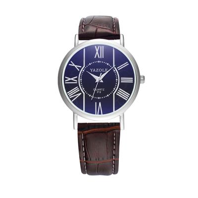 China Yazole M 312 Unisex Watch Waterproof Quartz Men Watch Rayon Blue Glass Watch Luxury Leather Wristwatch for sale