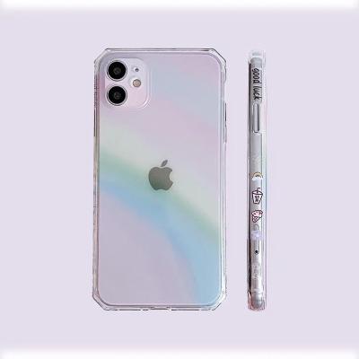 China Transparent Rainbow Shockproof Phone Case For iphone 13 pro max max 12 pro xs nc style case for girl and women for sale