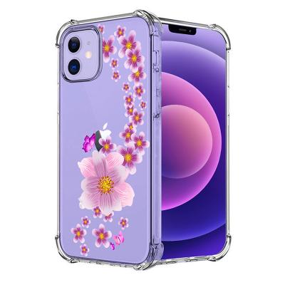 China Shockproof Butterfly Printing Four Corner Shockproof Cell Phone Case For iphone 11 12 13 pro xs max xr max for sale